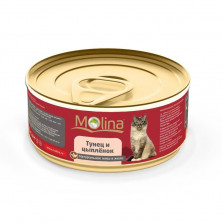 Влажный корм Molina для взрослых кошек с тунцом и цыпленком в желе в консервах - 80 г